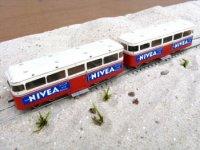 Beiwagen Nr. 6 + 7 (2 Stück) der Inselbahn Sylt mit Werbung NIVEA (1:120)